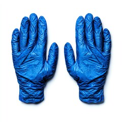 Disposable lab gloves, protective equipment, soft rubber texture, isolated on white background