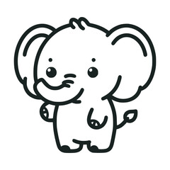 cute elephant cartoon animal doodle hand drawn vector illustration template design