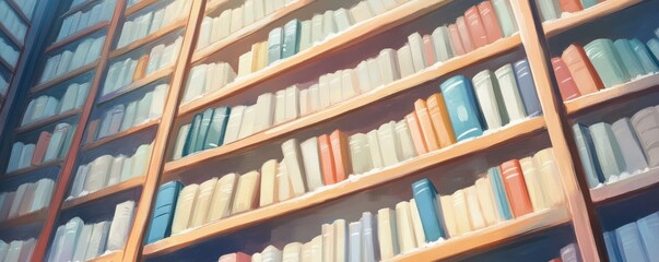 A beautifully organized bookshelf filled with colorful books, creating a cozy and inspiring reading nook.