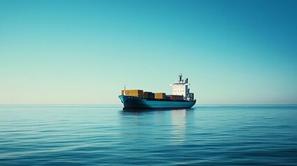 Fototapeta premium A large cargo ship sailing on the ocean.