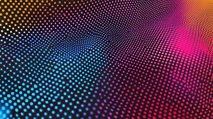 Abstract dots in a colorful halftone gradient, creating a vibrant and dynamic background texture