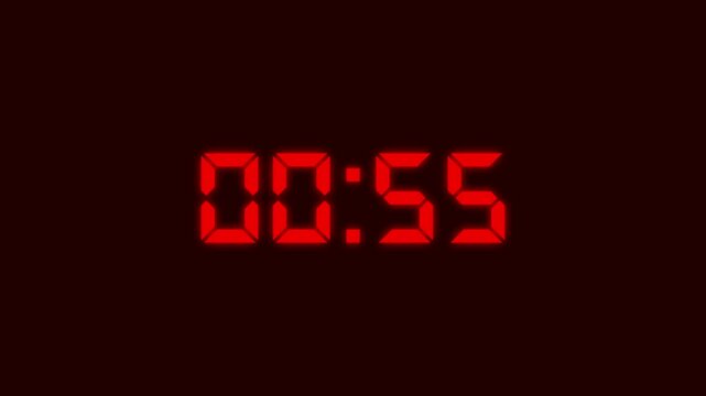 60 Seconds countdown, Day hour minute and second countdown timer, Countdown 4k with glowing red color.