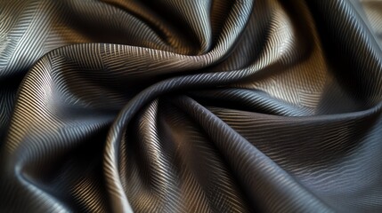 Naklejka premium Close up of a soft, flowing black fabric with a striped pattern.