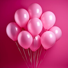 pink balloon isolated on neon pink background