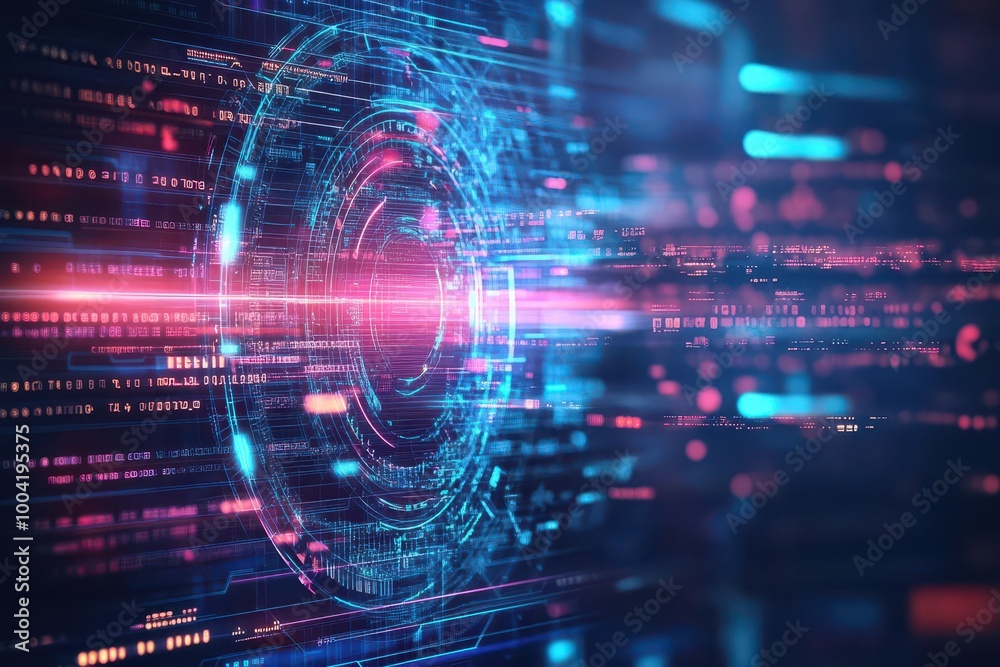 Poster CRM system optimization, floating holograms, advanced AI integration, futuristic tech design