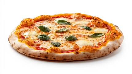 Delicious Fresh Margherita Pizza with Basil Leaves