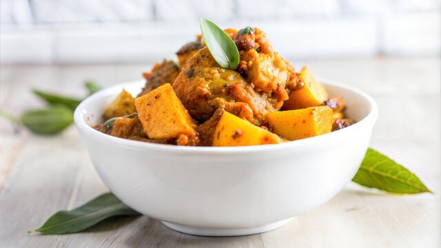 Homemade Mango Pickle (Aam Ka Achar) in a White Bowl













