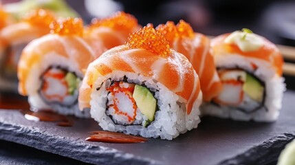 Tuna sushi roll with fresh tuna slices, highlighting the simplicity and elegance of Japanese cuisine. 