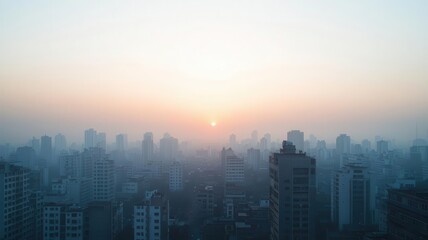 Fototapeta premium A developing country struggling with pollution and lack of clean air, contrasted with clean, green cities in wealthier nations environmental inequality, global disparity