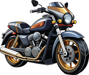 Luxury black motorcycle 3d vector sticker design