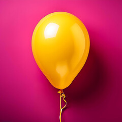 yellow balloon isolated on neon pink background