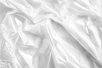 Obraz premium Textured layers of crumpled white plastic wrap create an abstract visual of light and shadow in an artistic setup. Generative AI