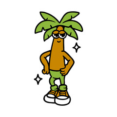 PALM TREE CARTOON CHARACTER VECTOR ILLUSTRATION
