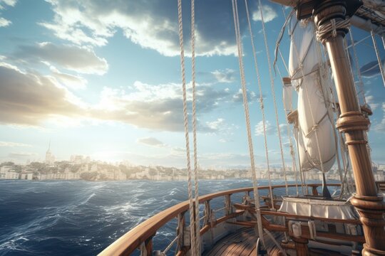 Sea sky sailboat outdoors.
