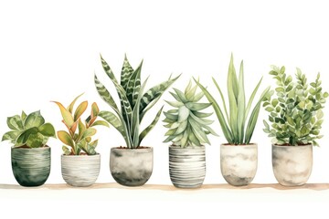 Fototapeta premium Plant vase leaf white background.