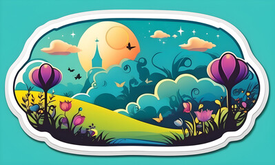 beautiful scenery,flower,hill,Generative AI