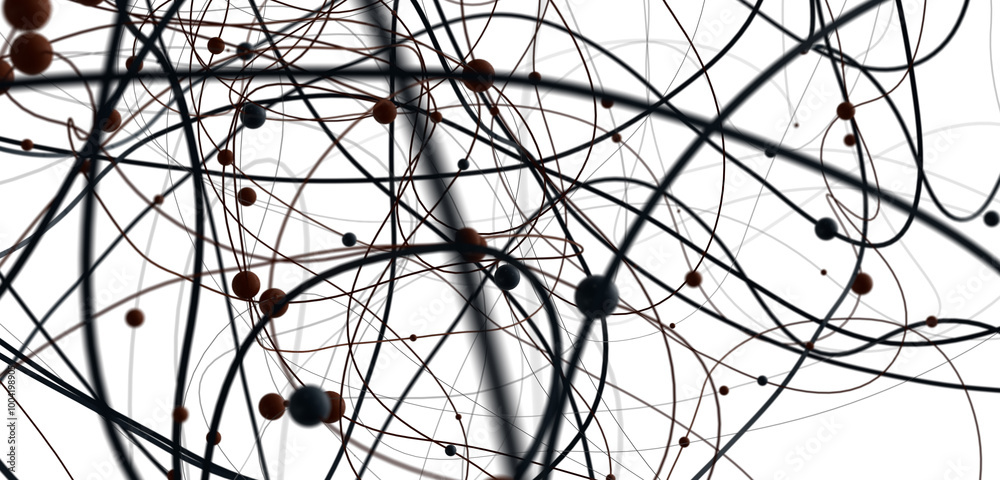 Poster Abstract plexus blue geometry background. Digital technology network connection concept. 3D rendered illustration