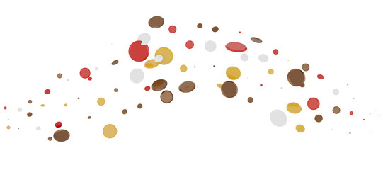 Multicolored paper confetti on transparent background. Realistic confetti flying. Colorful scattered items to holiday decorations.