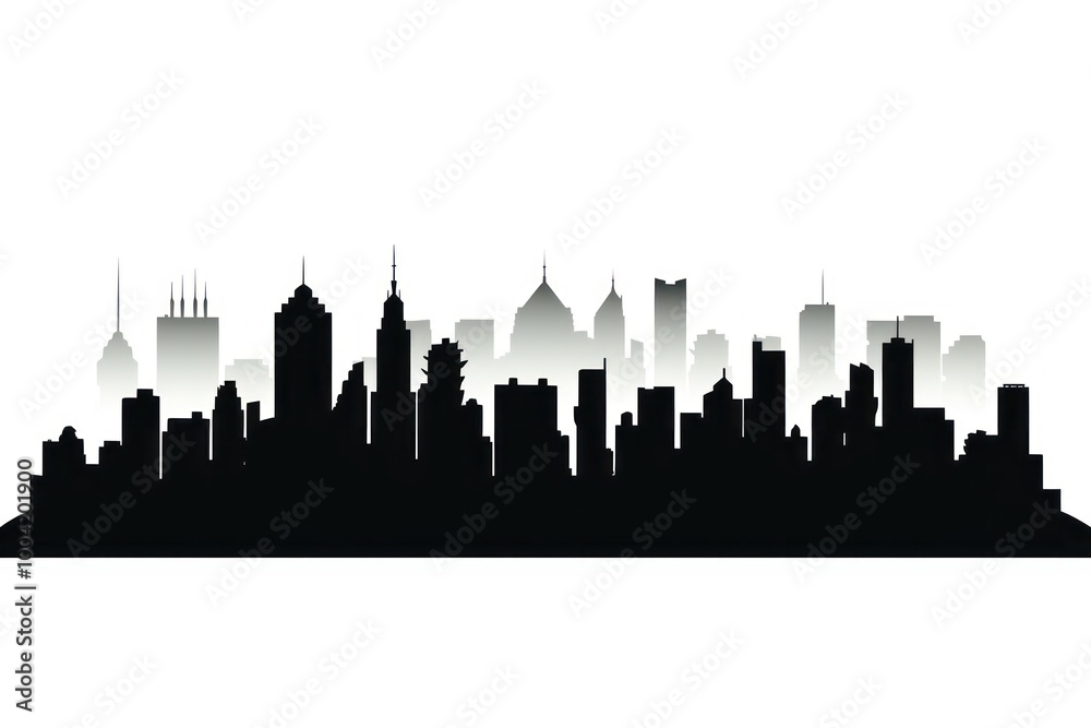 Wall mural Silhouette city architecture landscape.