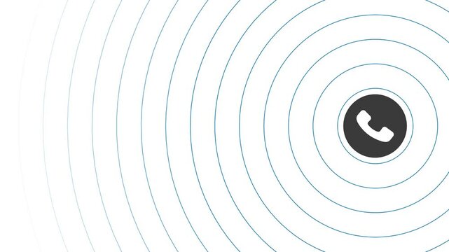 Phone Dialer Call with Sound Waves Animation on white background. Touch screen of phone calling, recording incoming call voice concept.