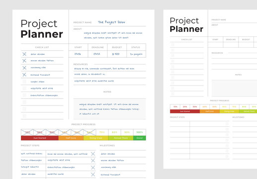 Project Planner With Progress Bar