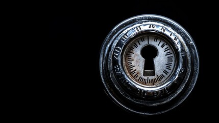 A combination lock on a black background.