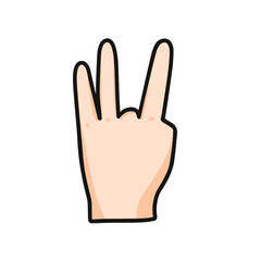 vector illustration of deaf sign language show number eight, isolated on white background