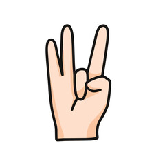 vector illustration of deaf sign language show number eight, isolated on white background