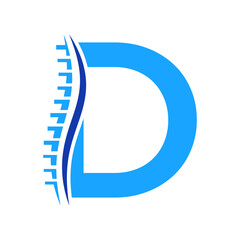 Spine diagnostic logo on letter D vector template. Orthopedic Symbol