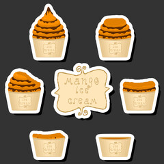 Big colorful set different forms natural dessert ice cream of consisting various ingredients