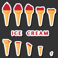 Big colorful set different forms natural dessert ice cream of consisting various ingredients