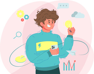 people ideas ightbulb man happy with ideas