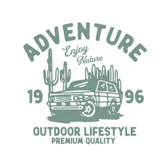 Offroad car illustration Adventure graphic Western Design cactus badge car illustration offroad graphic adventure badge © TruerateMinority