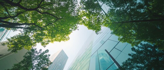 Trees framing a modern building