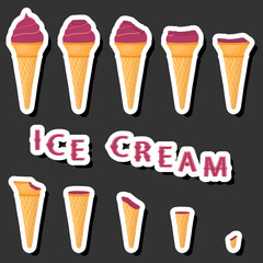Big colorful set different forms natural dessert ice cream of consisting various ingredients
