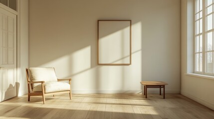 Fototapeta premium Minimalist Interior with Warm Sunlight