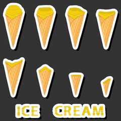 Big colorful set different forms natural dessert ice cream of consisting various ingredients