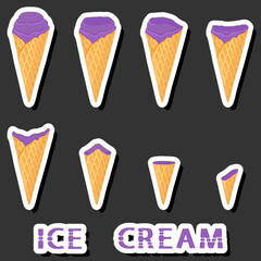 Big colorful set different forms natural dessert ice cream of consisting various ingredients