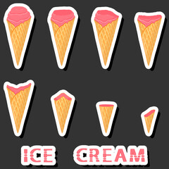 Big colorful set different forms natural dessert ice cream of consisting various ingredients