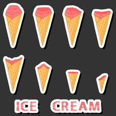 Big colorful set different forms natural dessert ice cream of consisting various ingredients