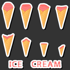 Big colorful set different forms natural dessert ice cream of consisting various ingredients