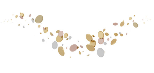 Joyful Deluge: Brilliant 3D Illustration Showcasing an Overflow of gold Confetti