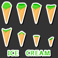 Big colorful set different forms natural dessert ice cream of consisting various ingredients