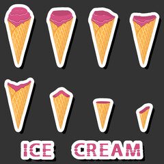 Big colorful set different forms natural dessert ice cream of consisting various ingredients