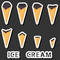 Big colorful set different forms natural dessert ice cream of consisting various ingredients