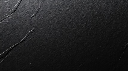 Textured black slate background with subtle natural patterns and grooves.