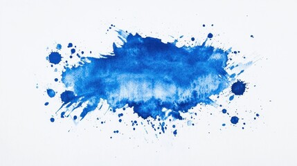 Obraz premium A vibrant blue watercolor splash with dynamic brush strokes and splatters, creating an artistic and energetic feel.