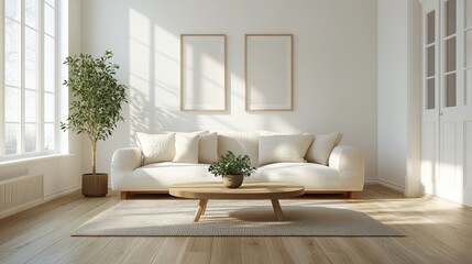 Fototapeta premium Bright and Airy Living Room Interior