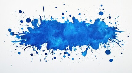 Vibrant blue watercolor splash with dynamic drips and splatters, creating an energetic and artistic feel.