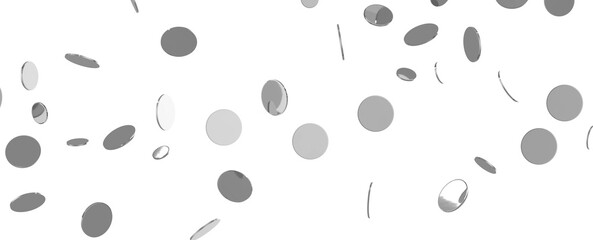silver  Shower: Dynamic 3D Illustration of Dancing silver Confetti